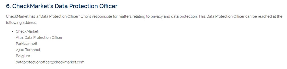 CheckMark's GDPR Privacy Policy: Data Protection Officer contact information