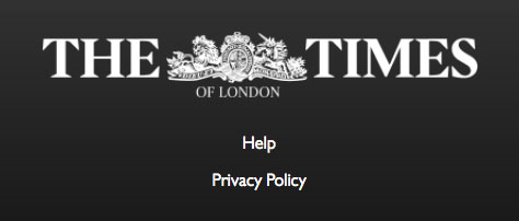 Global Store The Times UK Privacy Policy link in footer