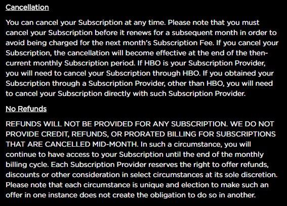 HBO Now and its No Return, No Refund Policy