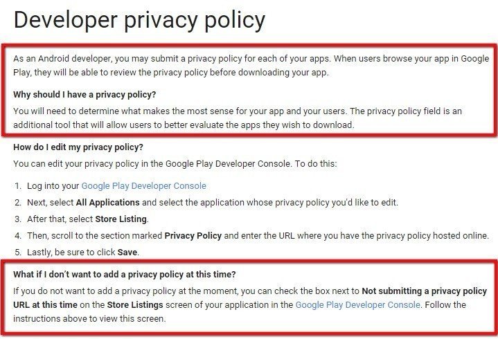 Google Play Developer Privacy Policy: Highlight Requirements