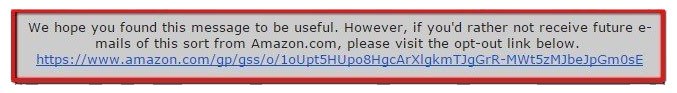 Opt-out Link in Amazon Email Campaign