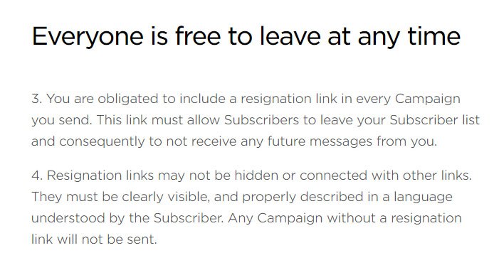 Freshmail Anti-Spam Policy: Unsubscribe requirement