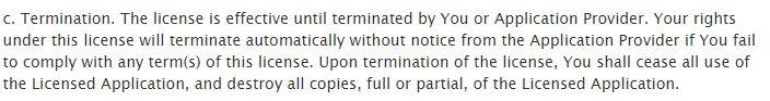 The Termination clause in Apple standard EULA