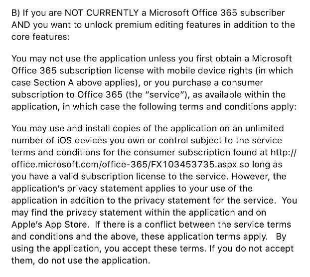EULA of Office 365: Must be subscriber or sign-up