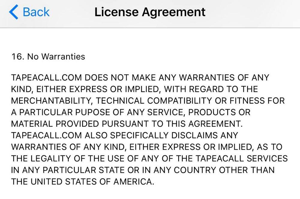 TapeACall does not claim to understand recording laws outside the U.S.