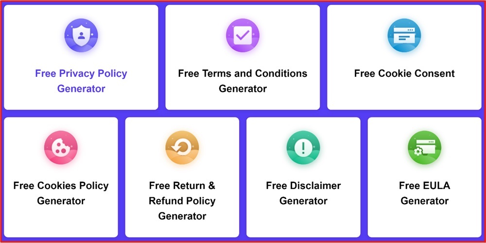 FreePrivacyPolicy Generator list