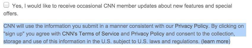 CNN Register: You agree to Terms of Service, Privacy Policy