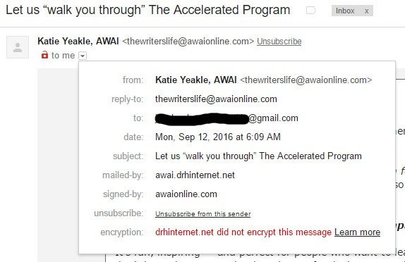 American Writers & Artists email: Gmail data