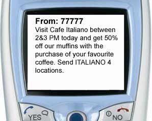 Example of CASL CEM as SMS Text Message - Cafe Italiano