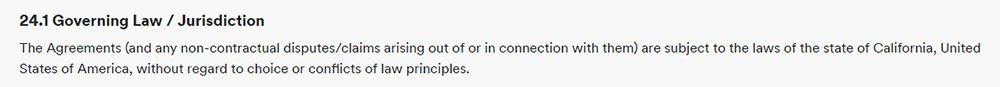 Spotify Terms and Conditions: Governing Law clause