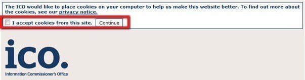ICO UK: I Accept Cookies Checkbox