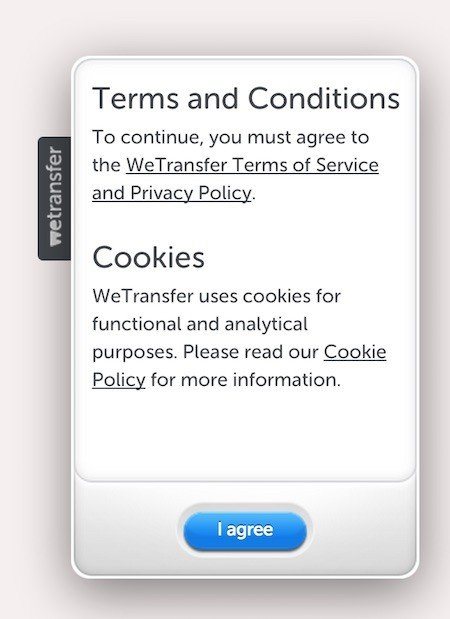 WeTransfer: I agree button