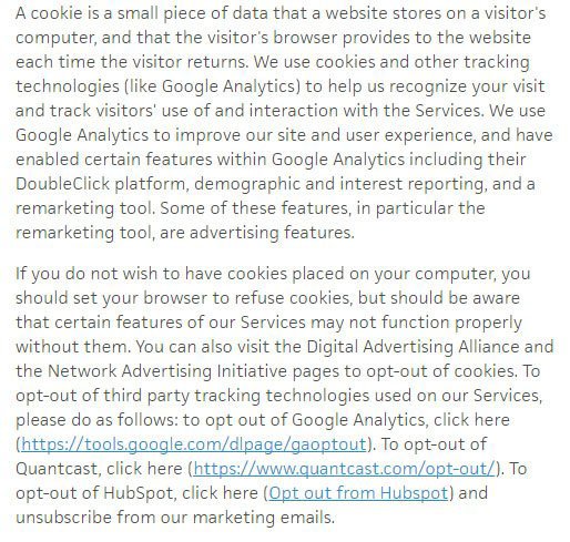 Trello Privacy Policy: Cookies references