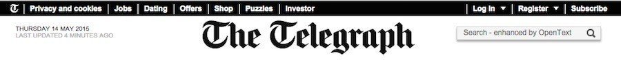 Privacy and Cookies Links in Header at Telegraph