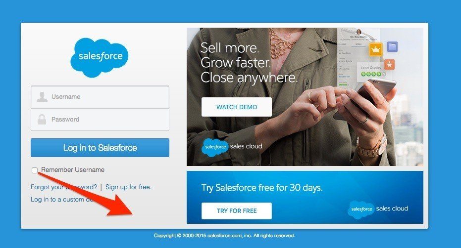 SalesForce Login with Remember Me