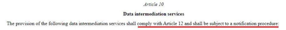 Eur LEX EU Data Governance Act Article 10 excerpt