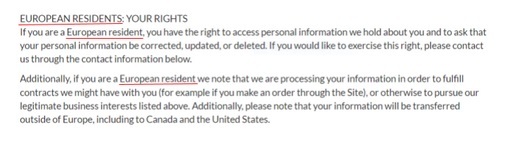 Knitty Privacy Policy: European Residents Your Rights clause