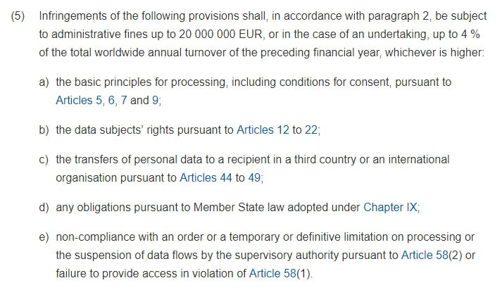 Intersoft Consulting: GDPR Article 83 Section 5: General Conditions for Imposing Administrative Fines