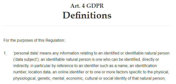Intersoft Consulting: GDPR Article 4: Definition of "personal data"