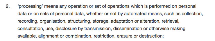 Intersoft Consulting: GDPR Article 4: Definition of "processing"