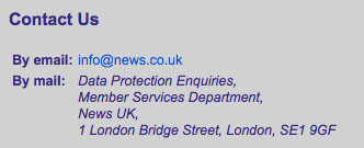 News UK Privacy Policy: Contact Us