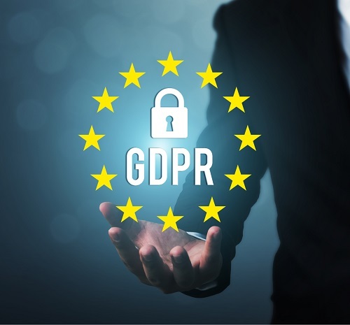 GDPR lock and EU stars stock photo