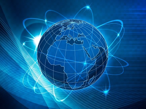 Stock photo of globe with orbits