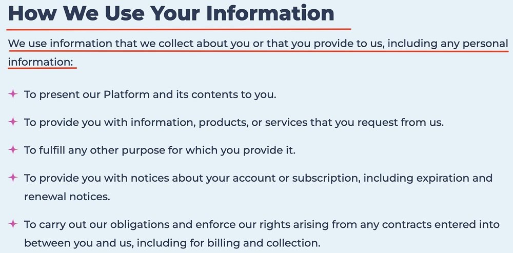Narratize Privacy Policy How we use information clause