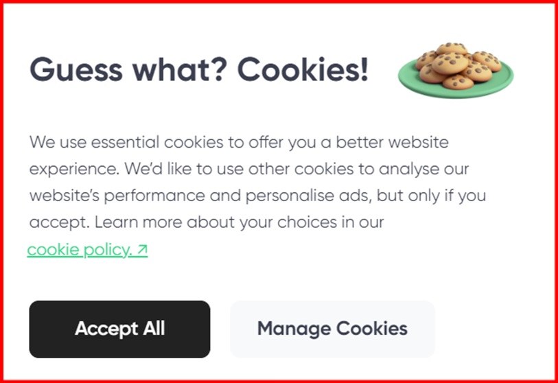 Example of cookie banner