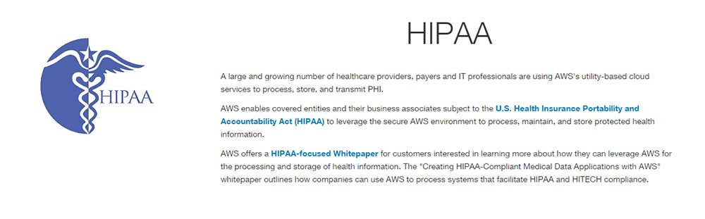 Reference to HIPAA from Amazon AWS