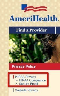 Legal links to HIPAA Privacy from AmeriHealth