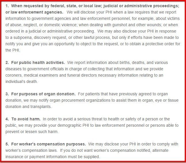 Other Uses clause in HIPAA Notice of Floyd Memorial