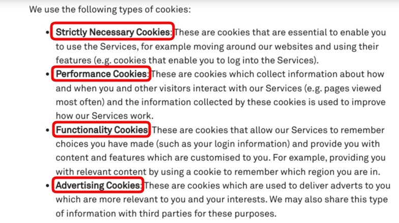 Niantic cookies policy excerpt