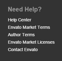 Screenshot of website footer of Envato Market