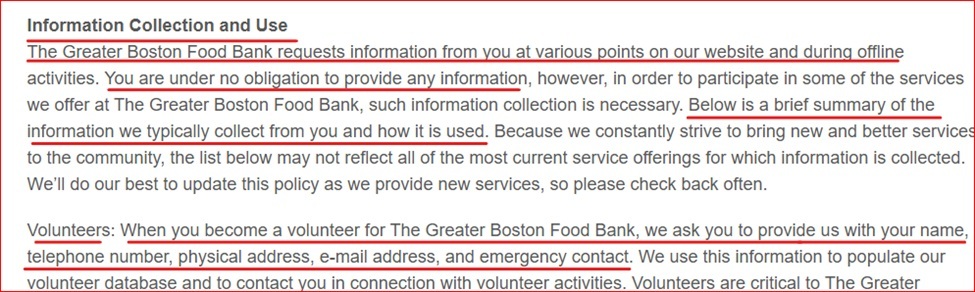 GBFB Privacy Policy information collect clause