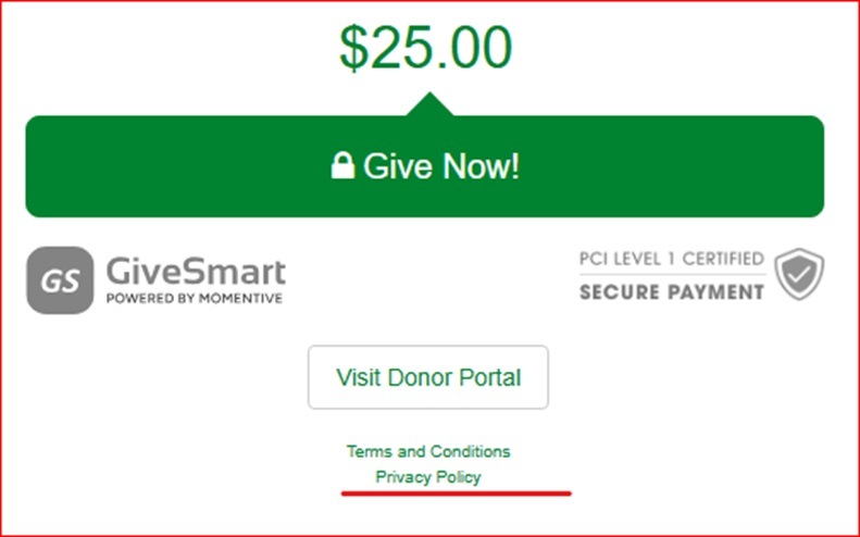 Generic donation form screenshot
