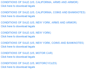 List of USA versions of Bonham's Conditions of Sale agreements