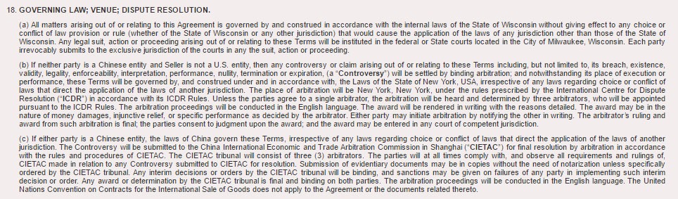 Arbitration Rules from Air Distribution Conditions of Sales agreement