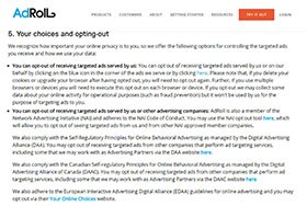 AdRoll: Privacy Policy Choices and Opt-out Method