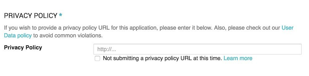Google Developer Console: Privacy Policy URL