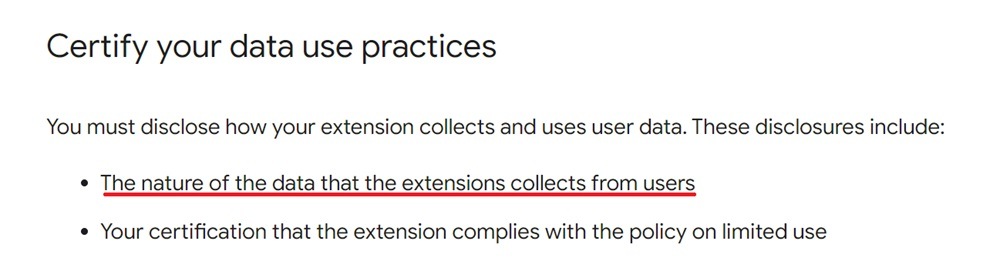 Google Certify Data Practices info