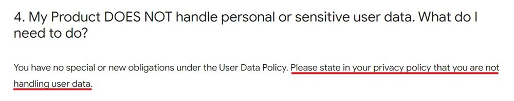 Google Guide for Privacy Policy screenshot