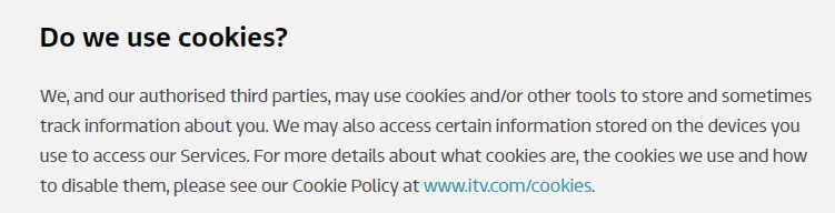 ITV Privacy Notice: Do we use cookies clause