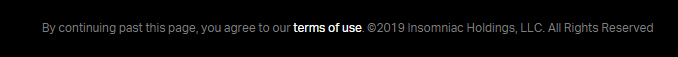Insomniac website footer with Browsewrap
