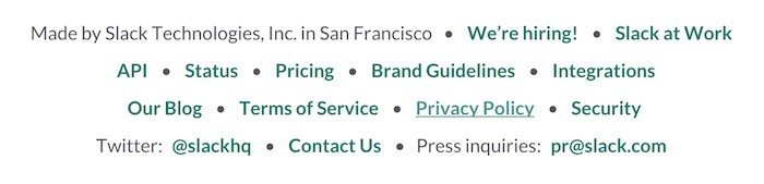 Slack Website Footer