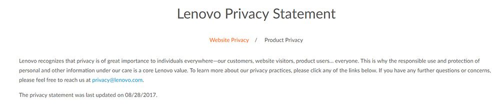 Lenovo Privacy Statement intro