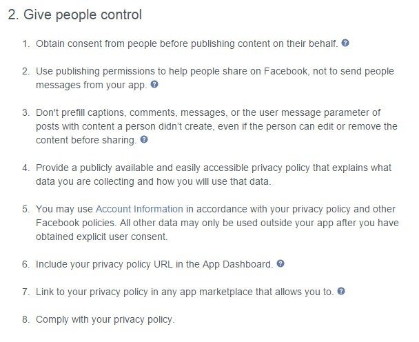 Facebook Platform Policy: Give People Control