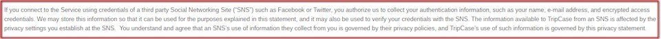 If you connect Social Networking Site clause in Tripcase policy