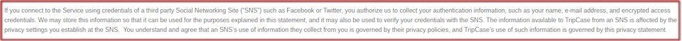 If you connect Social Networking Site clause in Tripcase policy