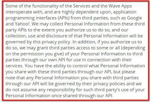 Wave Privacy Policy: Its dependent upon API Authorization